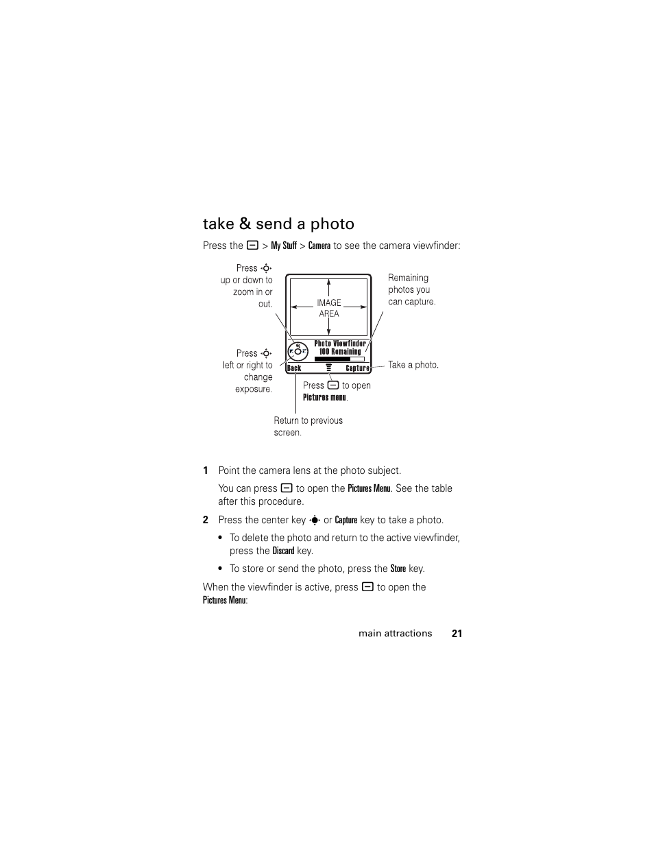 Take & send a photo | Motorola Cingular SLVR User Manual | Page 23 / 218