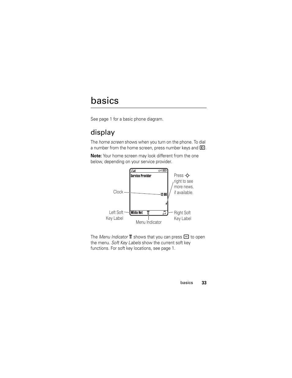 Basics, Display | Motorola Cingular SLVR User Manual | Page 35 / 218