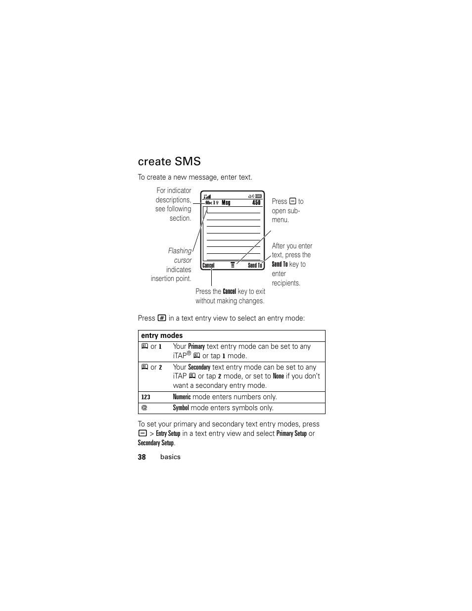 Create sms | Motorola Cingular SLVR User Manual | Page 40 / 218