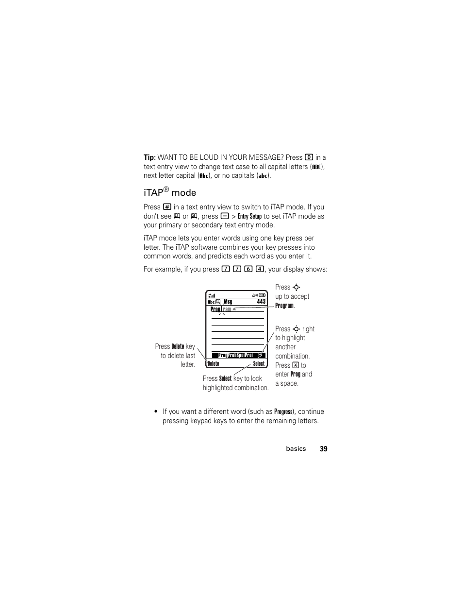 Itap, Mode | Motorola Cingular SLVR User Manual | Page 41 / 218