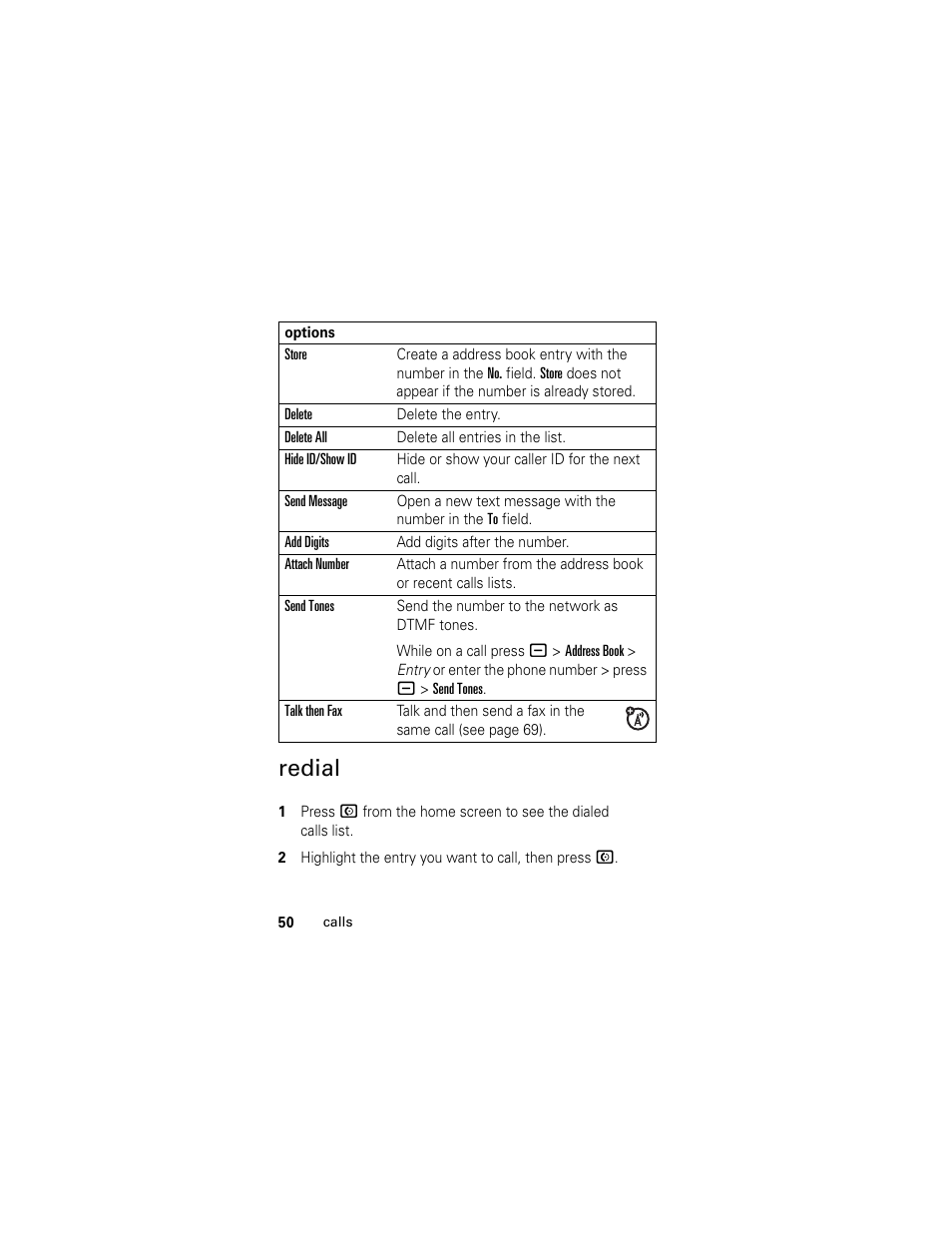 Redial | Motorola Cingular SLVR User Manual | Page 52 / 218