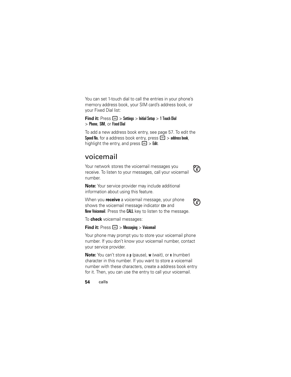 Voicemail | Motorola Cingular SLVR User Manual | Page 56 / 218