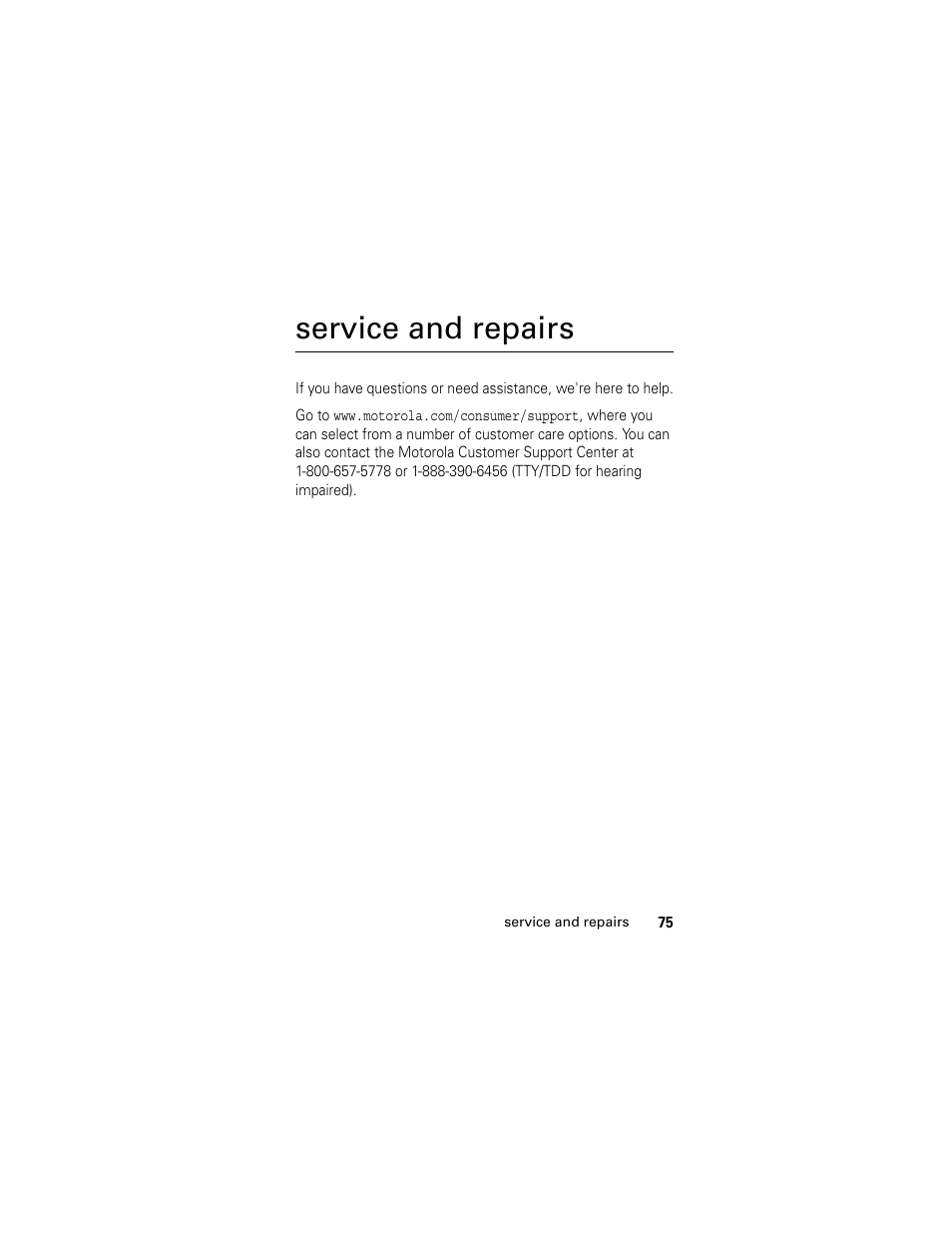 Service and repairs | Motorola Cingular SLVR User Manual | Page 77 / 218