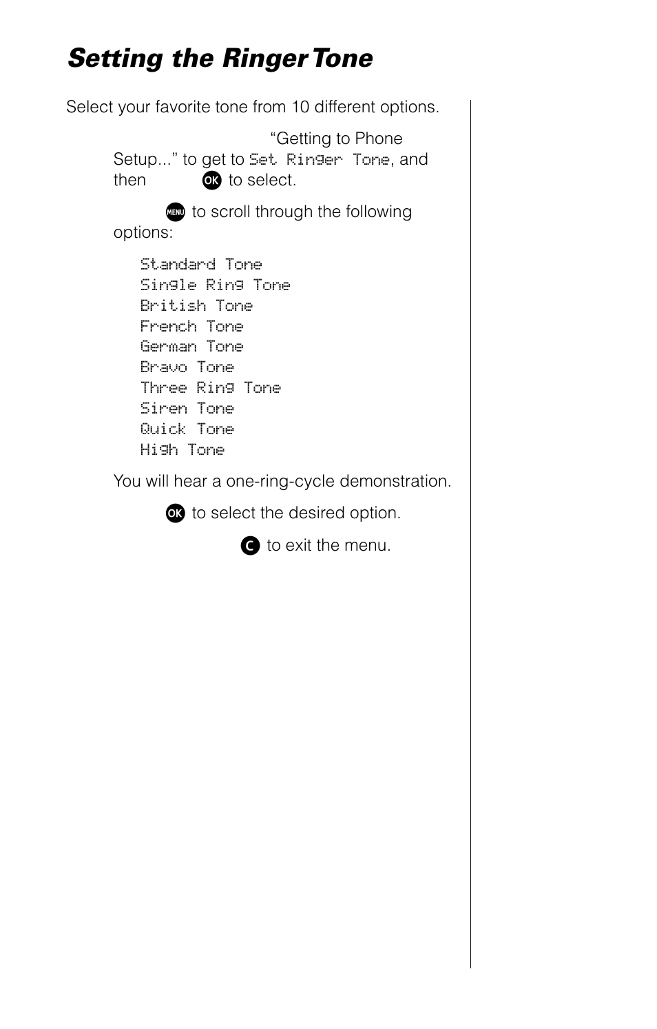 Setting the ringer tone | Motorola 9520 User Manual | Page 103 / 174