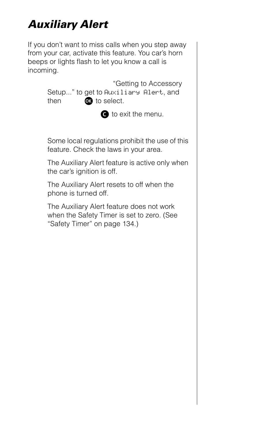 Auxiliary alert | Motorola 9520 User Manual | Page 137 / 174