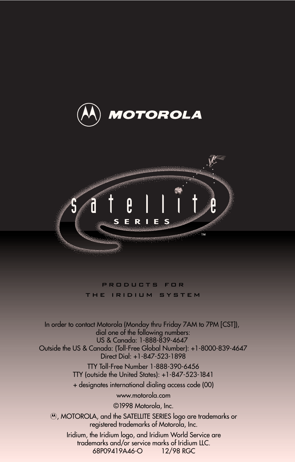 Back cover (outside) | Motorola 9520 User Manual | Page 174 / 174