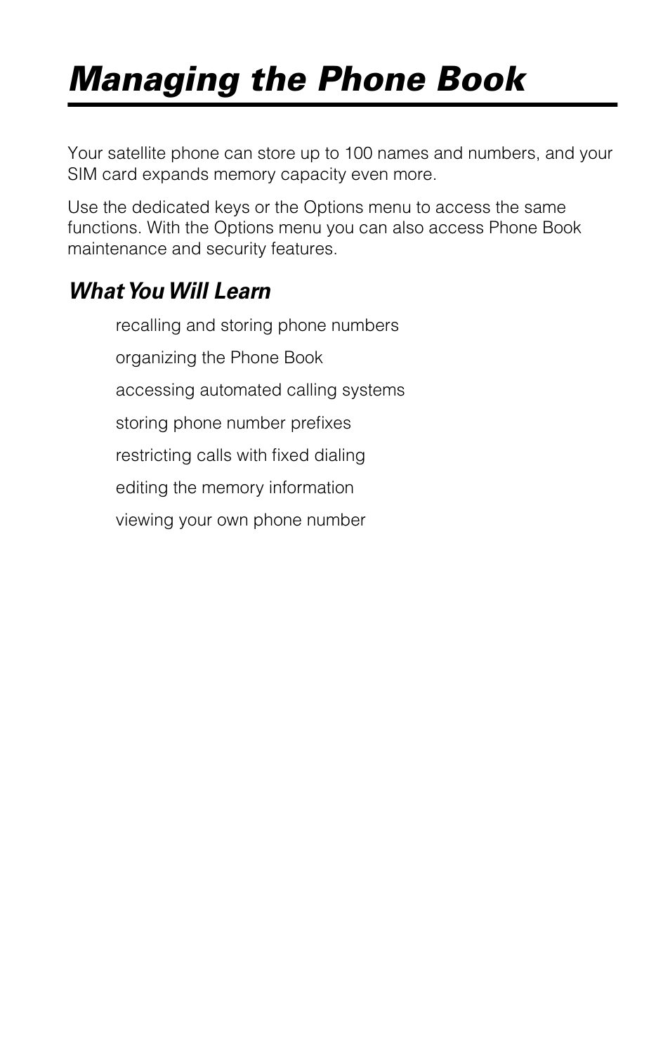Managing the phone book, What you will learn | Motorola 9520 User Manual | Page 51 / 174