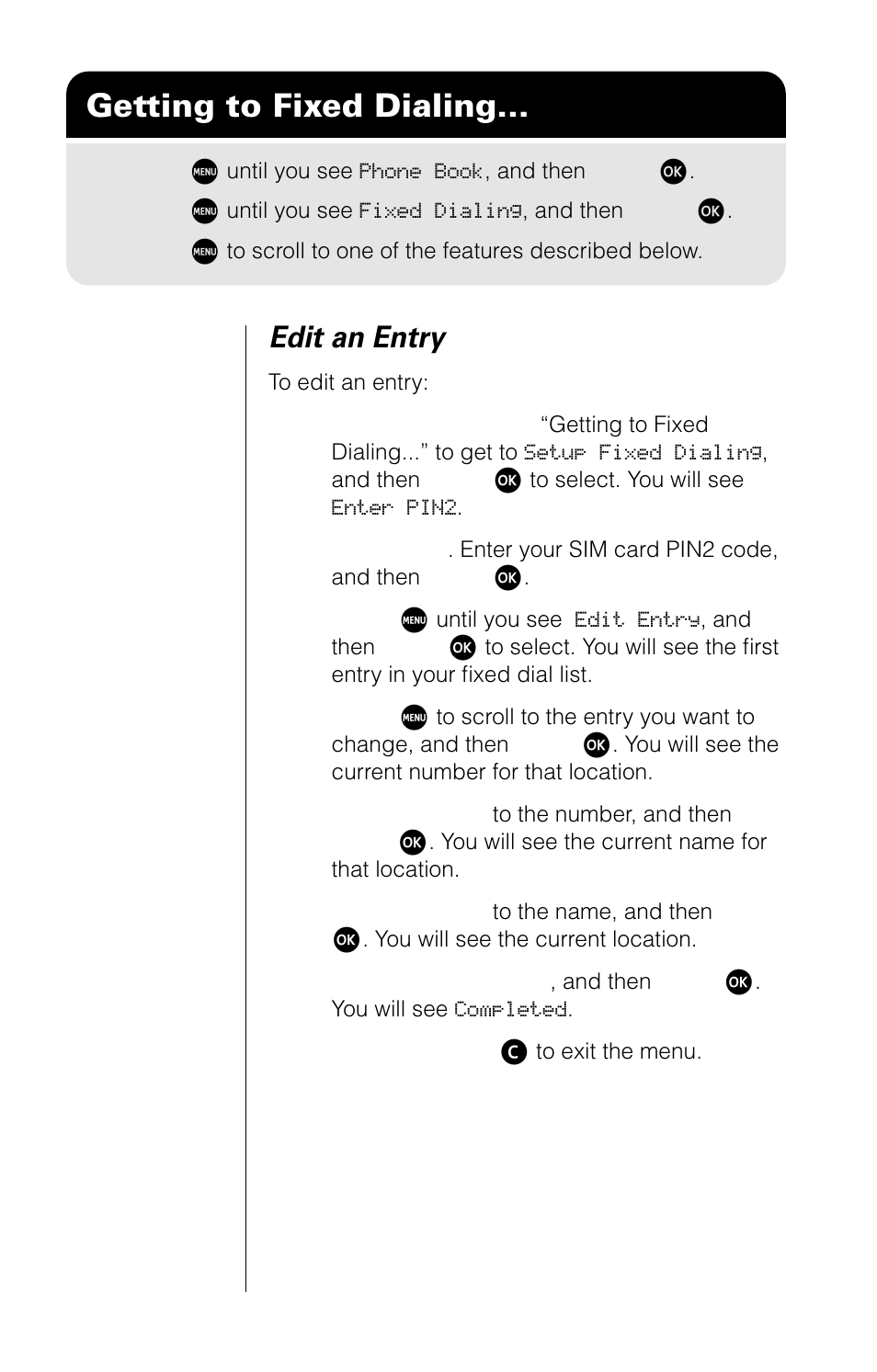 Getting to fixed dialing, Edit an entry | Motorola 9520 User Manual | Page 70 / 174