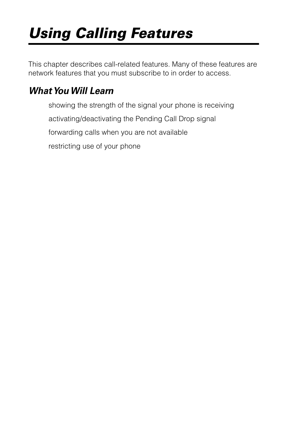 Using calling features, What you will learn | Motorola 9520 User Manual | Page 75 / 174