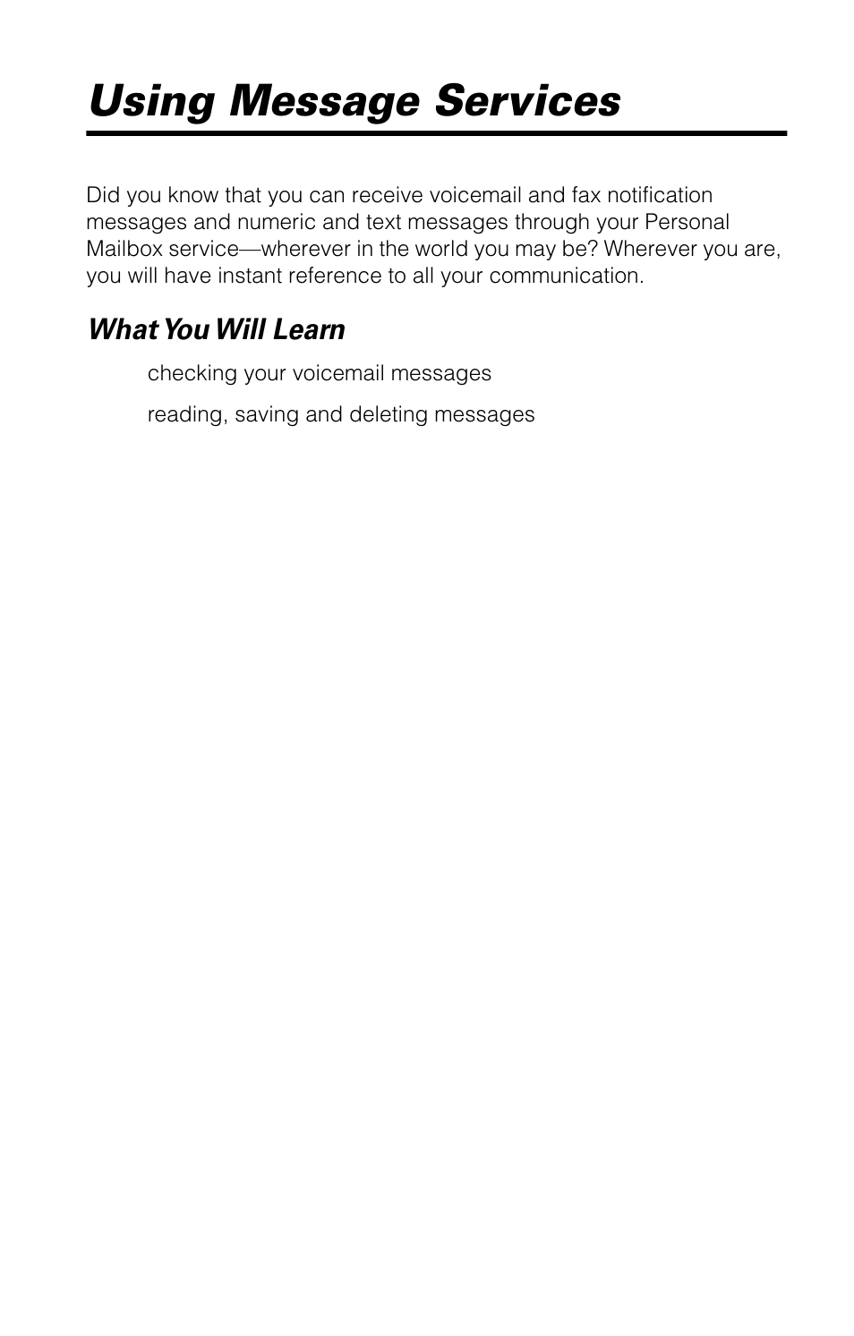 Using message services, What you will learn | Motorola 9520 User Manual | Page 89 / 174