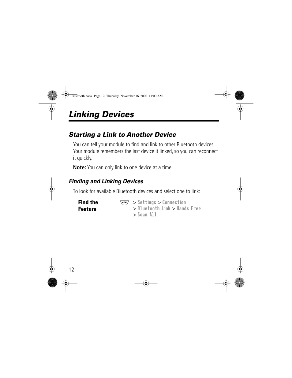 Linking devices | Motorola Bluetooth Module User Manual | Page 12 / 23