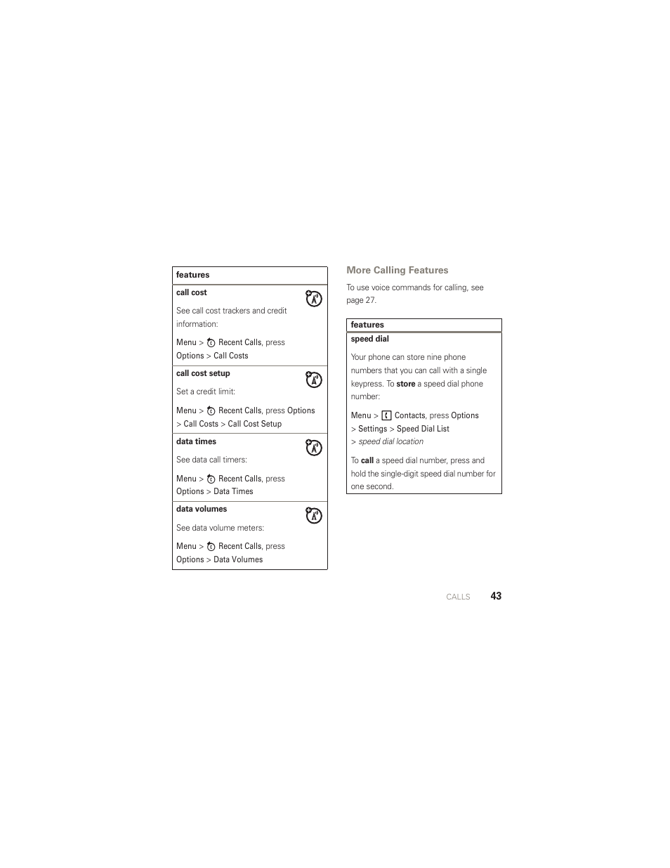 More calling features | Motorola AURA R1 User Manual | Page 45 / 106