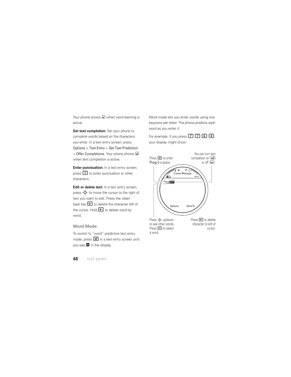 Word mode | Motorola AURA R1 User Manual | Page 50 / 106