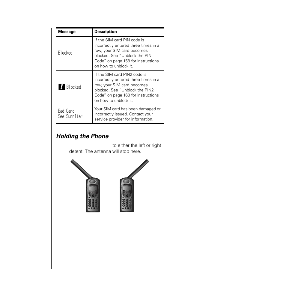 Holding the phone | Motorola 9505 User Manual | Page 48 / 228