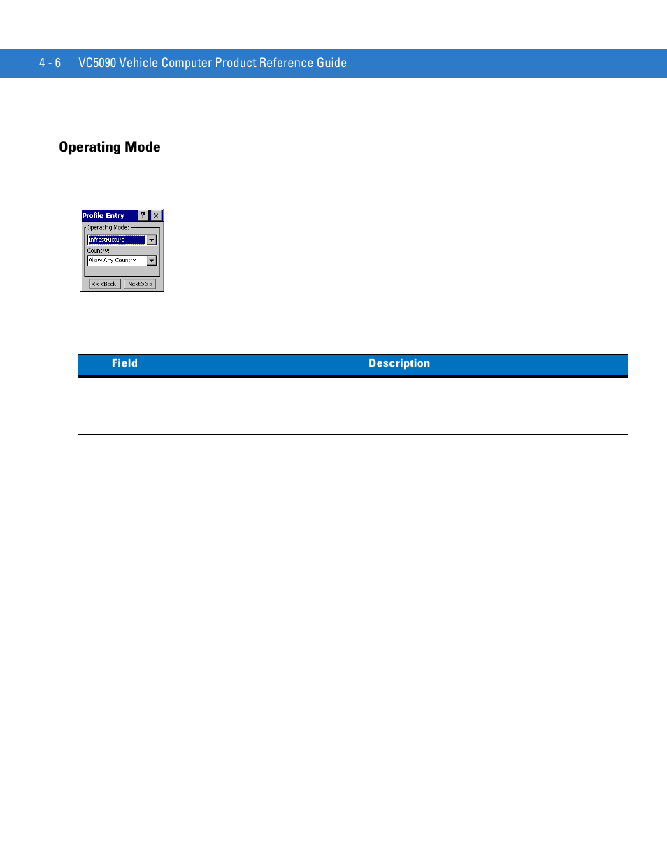 Operating mode, Operating mode -6 | Motorola VC5090 User Manual | Page 100 / 258