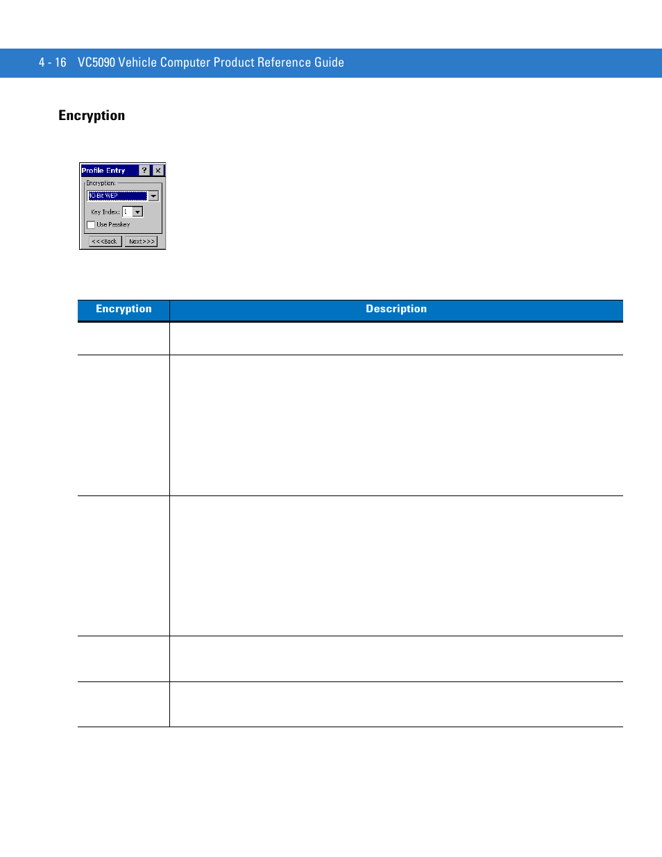 Encryption, Encryption -16, X. see | Motorola VC5090 User Manual | Page 110 / 258