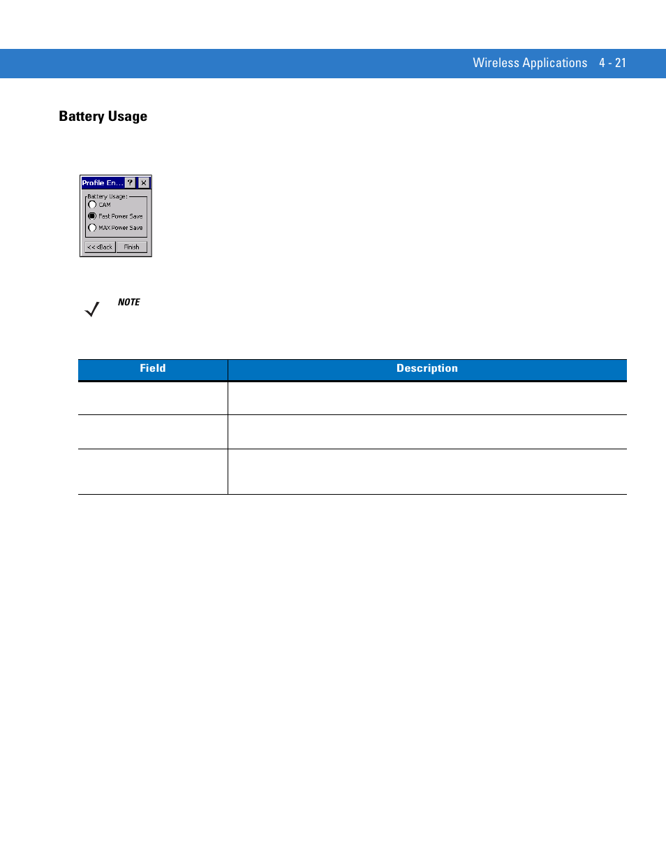 Battery usage, Battery usage -21 | Motorola VC5090 User Manual | Page 115 / 258