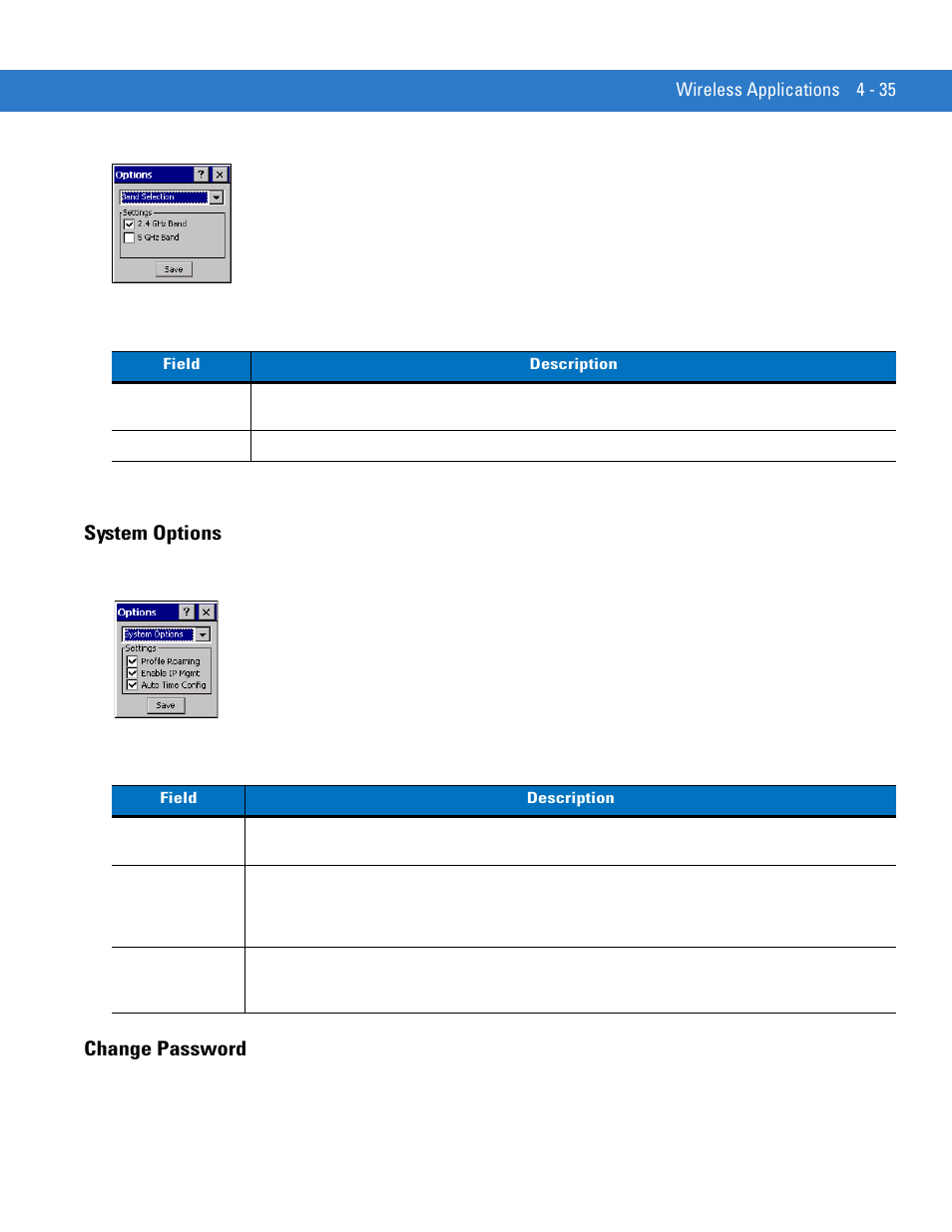 System options, Change password, System options -35 change password -35 | Motorola VC5090 User Manual | Page 129 / 258