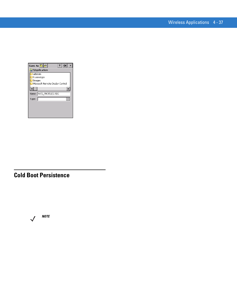 Cold boot persistence, Cold boot persistence -37 | Motorola VC5090 User Manual | Page 131 / 258