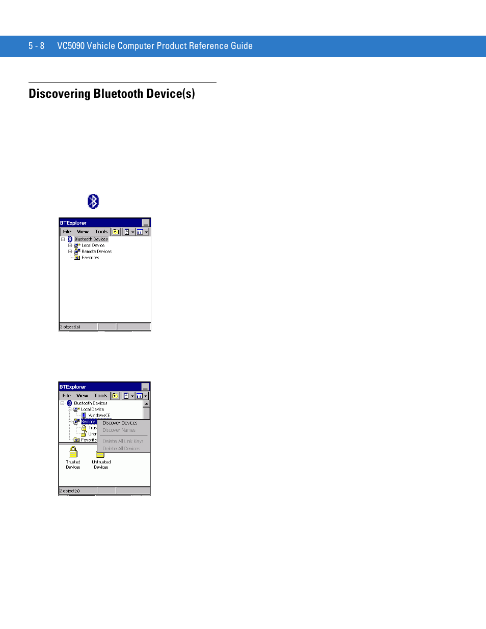 Discovering bluetooth device(s), Discovering bluetooth device(s) -8 | Motorola VC5090 User Manual | Page 142 / 258