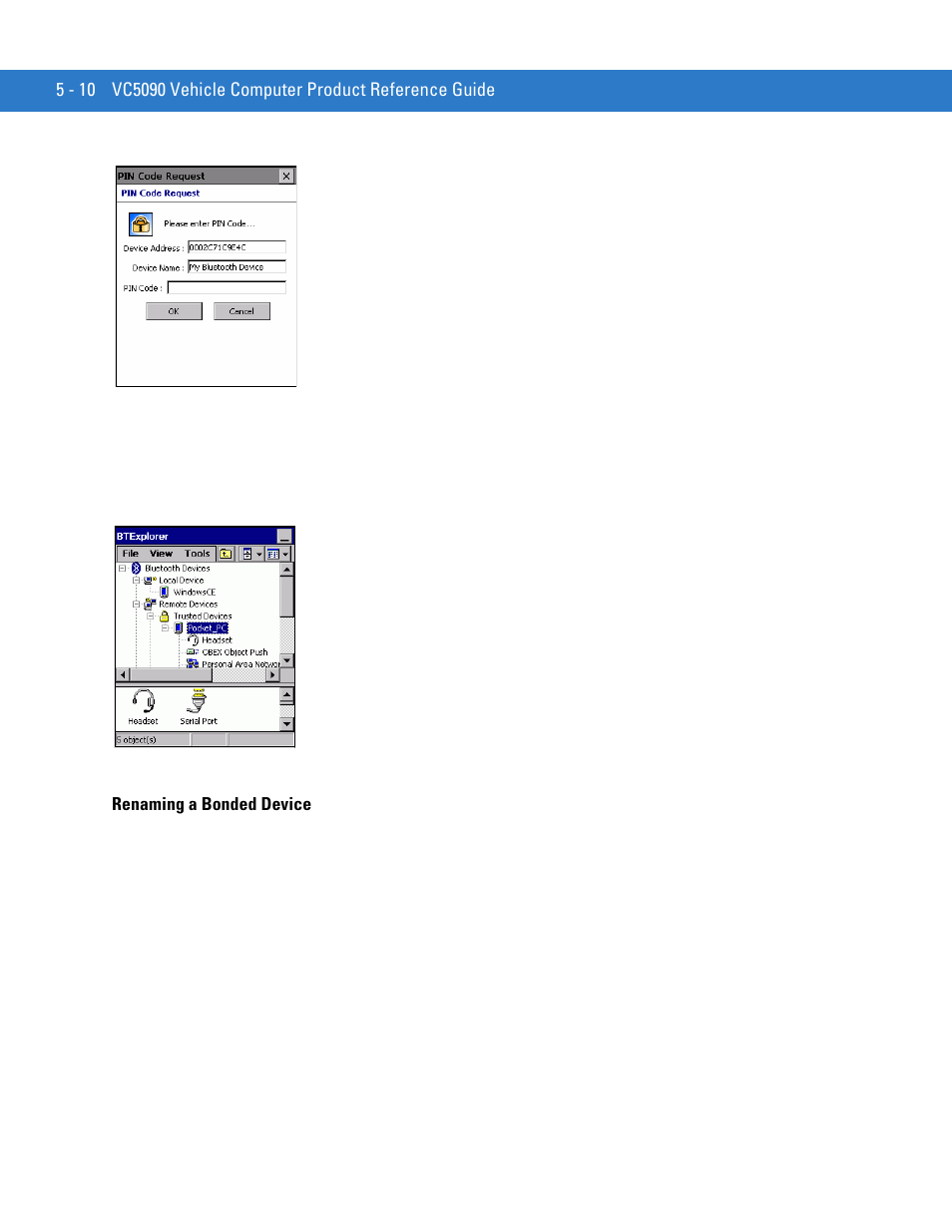 Renaming a bonded device, Renaming a bonded device -10 | Motorola VC5090 User Manual | Page 144 / 258