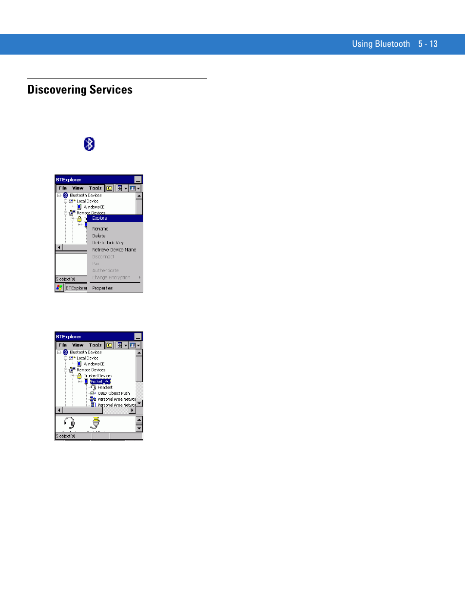 Discovering services, Discovering services -13 | Motorola VC5090 User Manual | Page 147 / 258