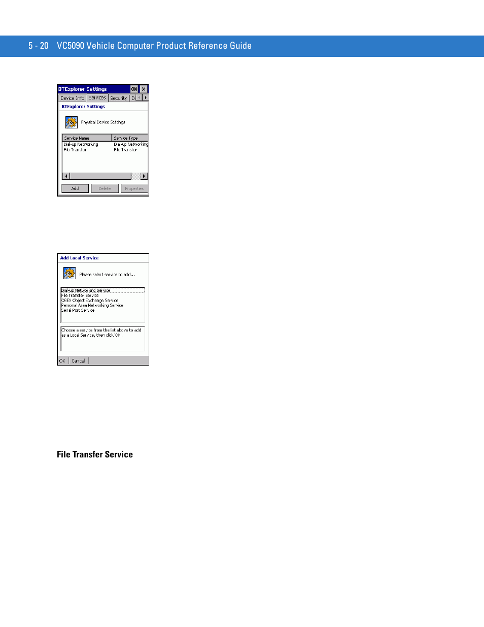 File transfer service, File transfer service -20 | Motorola VC5090 User Manual | Page 154 / 258