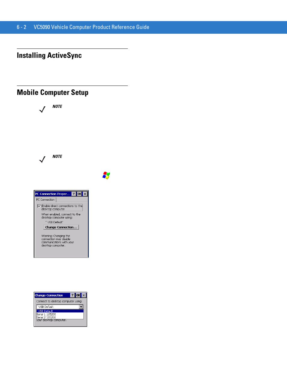 Installing activesync, Mobile computer setup, Installing activesync -2 mobile computer setup -2 | Motorola VC5090 User Manual | Page 162 / 258