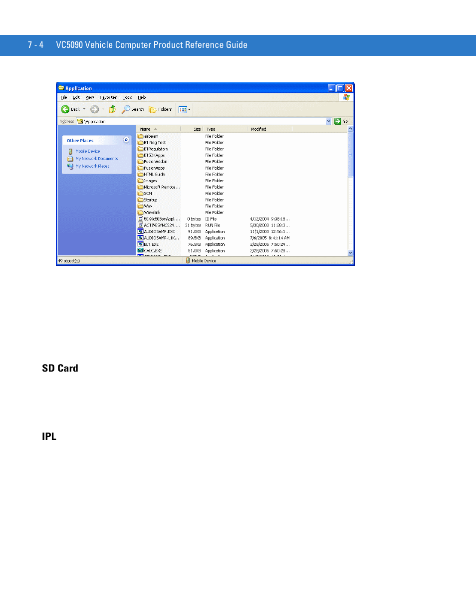 Sd card, Sd card -4 ipl -4 | Motorola VC5090 User Manual | Page 170 / 258