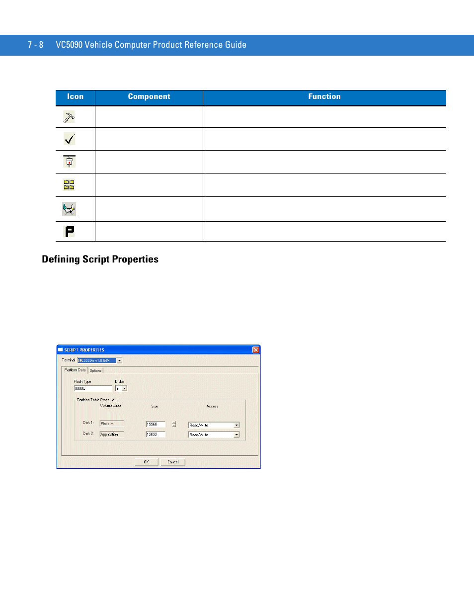 Defining script properties, Defining script properties -8 | Motorola VC5090 User Manual | Page 174 / 258