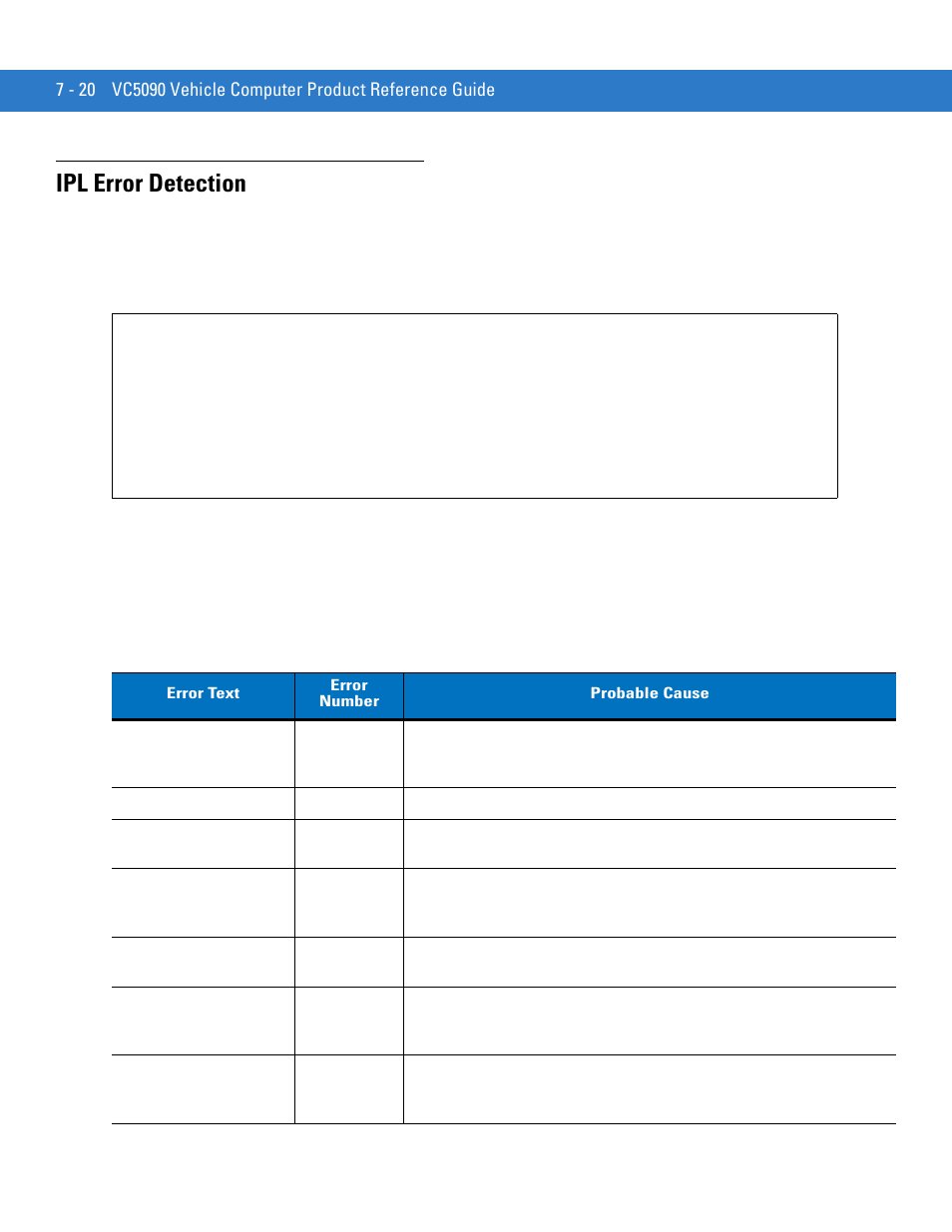 Ipl error detection, Ipl error detection -20 | Motorola VC5090 User Manual | Page 186 / 258