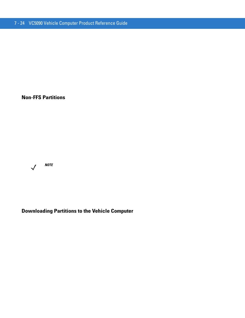 Non-ffs partitions, Downloading partitions to the vehicle computer | Motorola VC5090 User Manual | Page 190 / 258