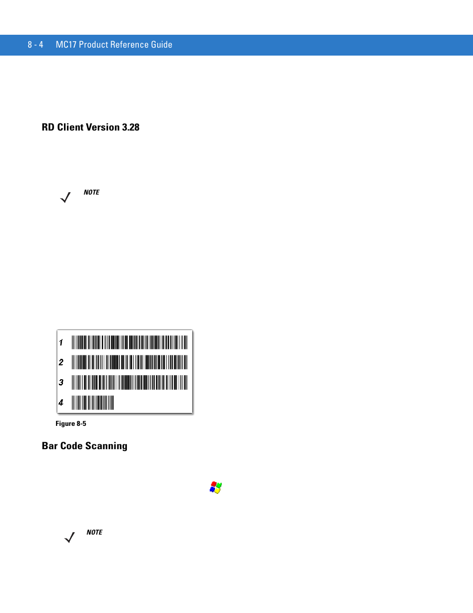 Rd client version 3.28, Bar code scanning, Rd client version 3.28 -4 bar code scanning -4 | Motorola VC5090 User Manual | Page 194 / 258