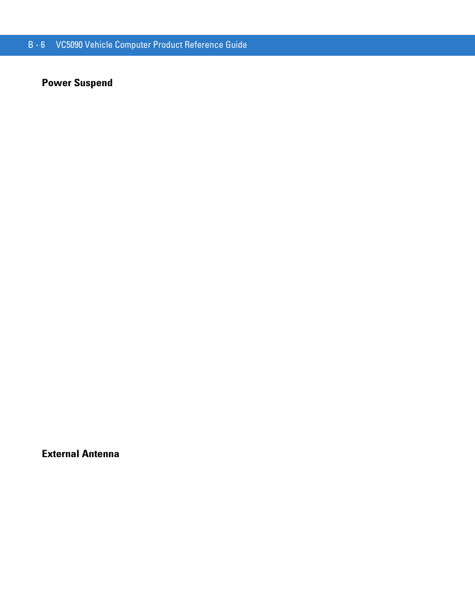 Power suspend, External antenna | Motorola VC5090 User Manual | Page 236 / 258