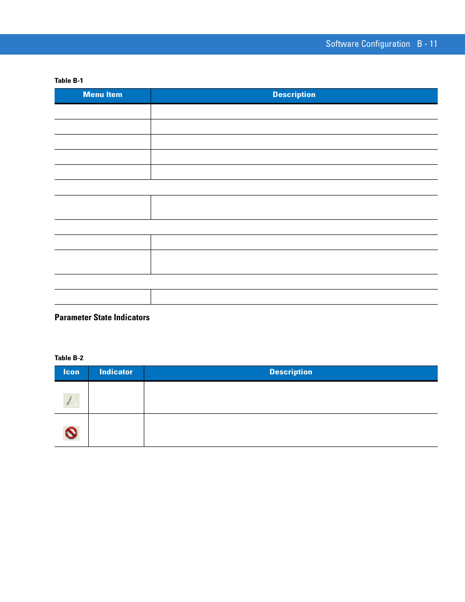 Parameter state indicators | Motorola VC5090 User Manual | Page 241 / 258