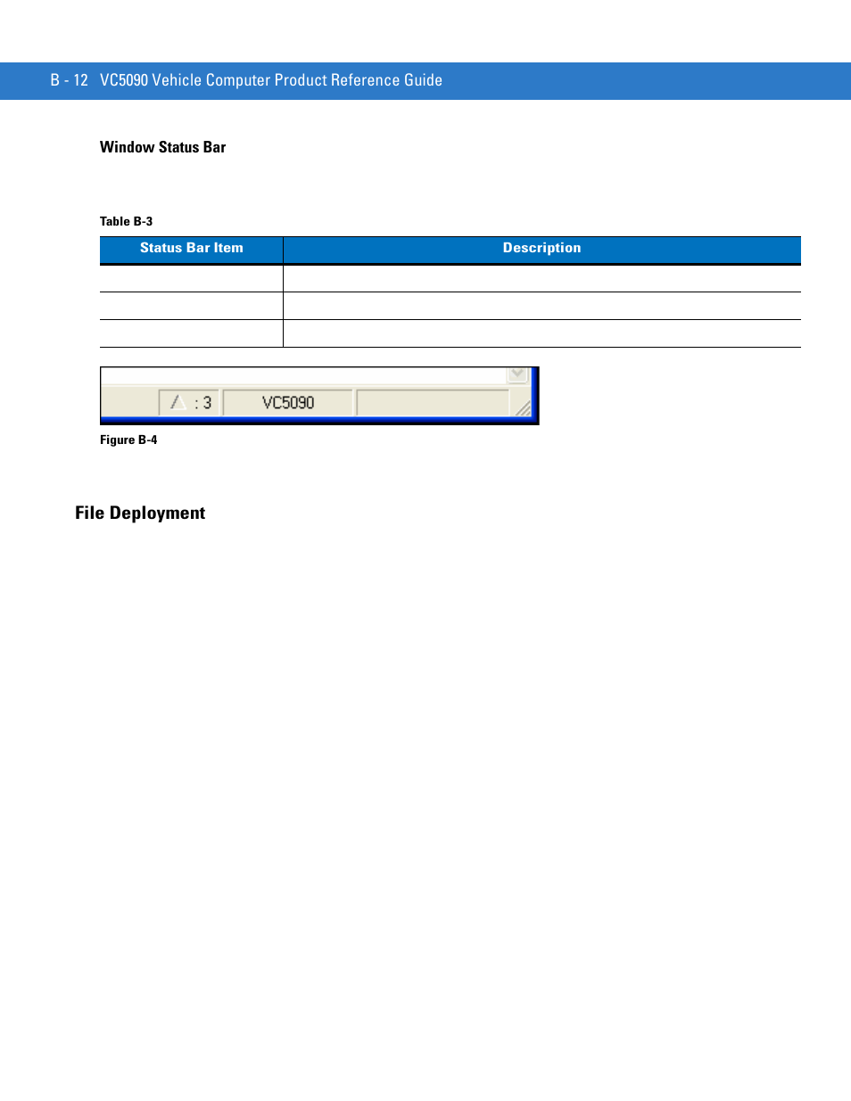 Window status bar, File deployment | Motorola VC5090 User Manual | Page 242 / 258