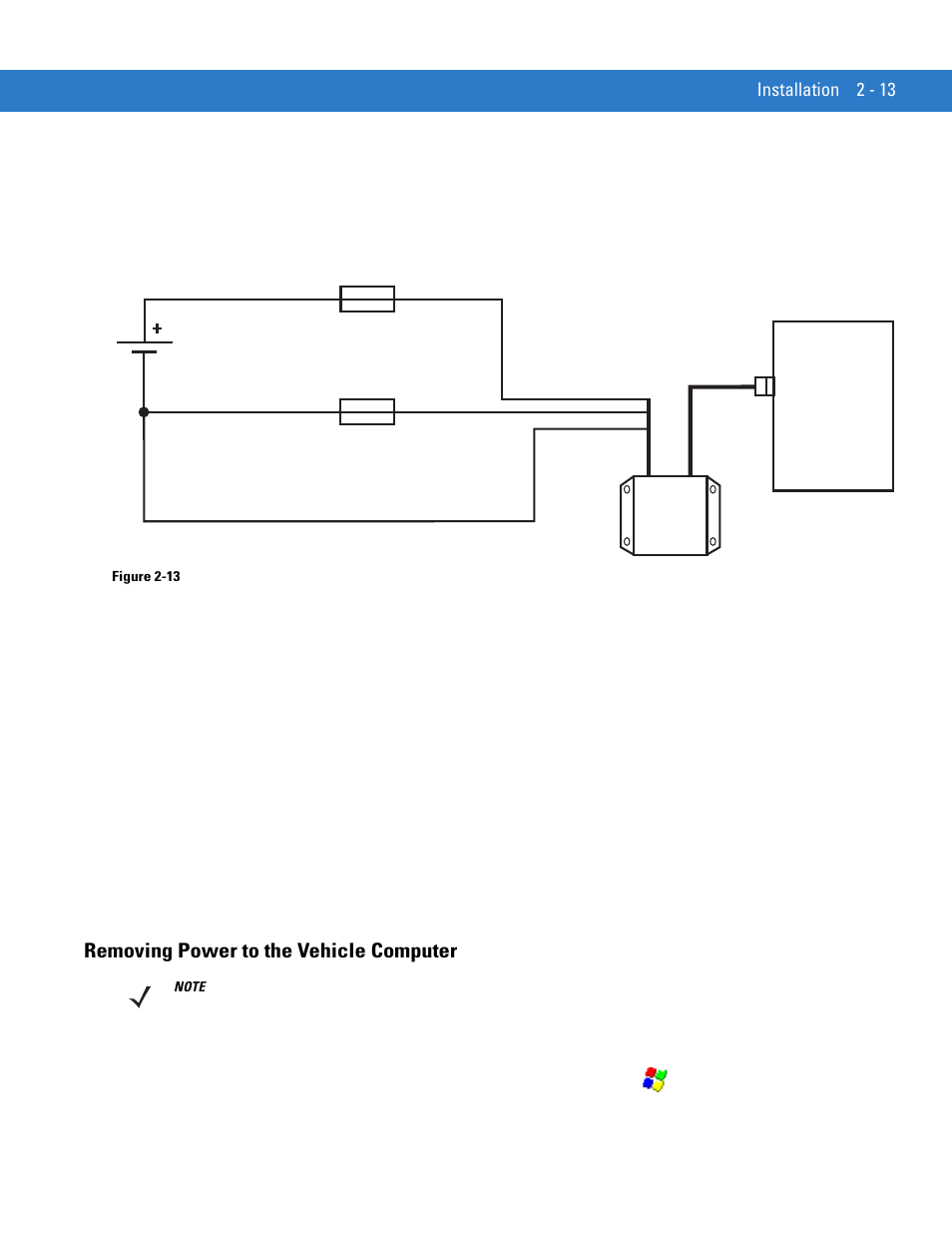 Removing power to the vehicle computer, Removing power to the vehicle computer -13 | Motorola VC5090 User Manual | Page 41 / 258