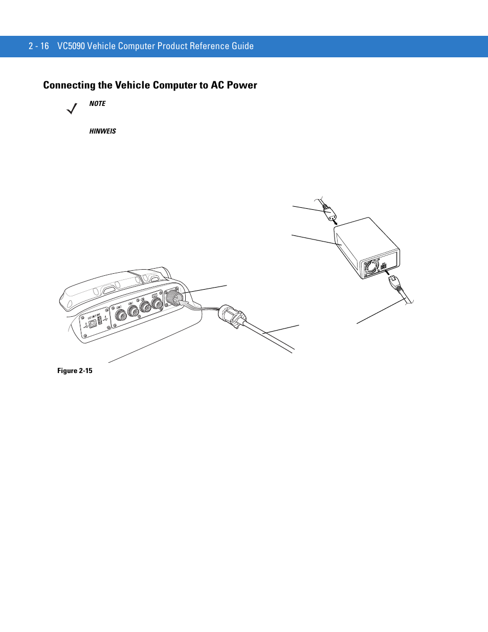 Connecting the vehicle computer to ac power, Connecting the vehicle computer to ac power -16 | Motorola VC5090 User Manual | Page 44 / 258