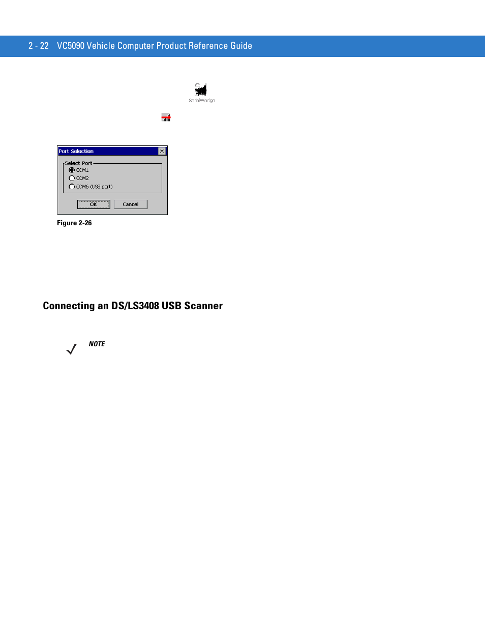 Connecting an ds/ls3408 usb scanner, Connecting an ds/ls3408 usb scanner -22 | Motorola VC5090 User Manual | Page 50 / 258