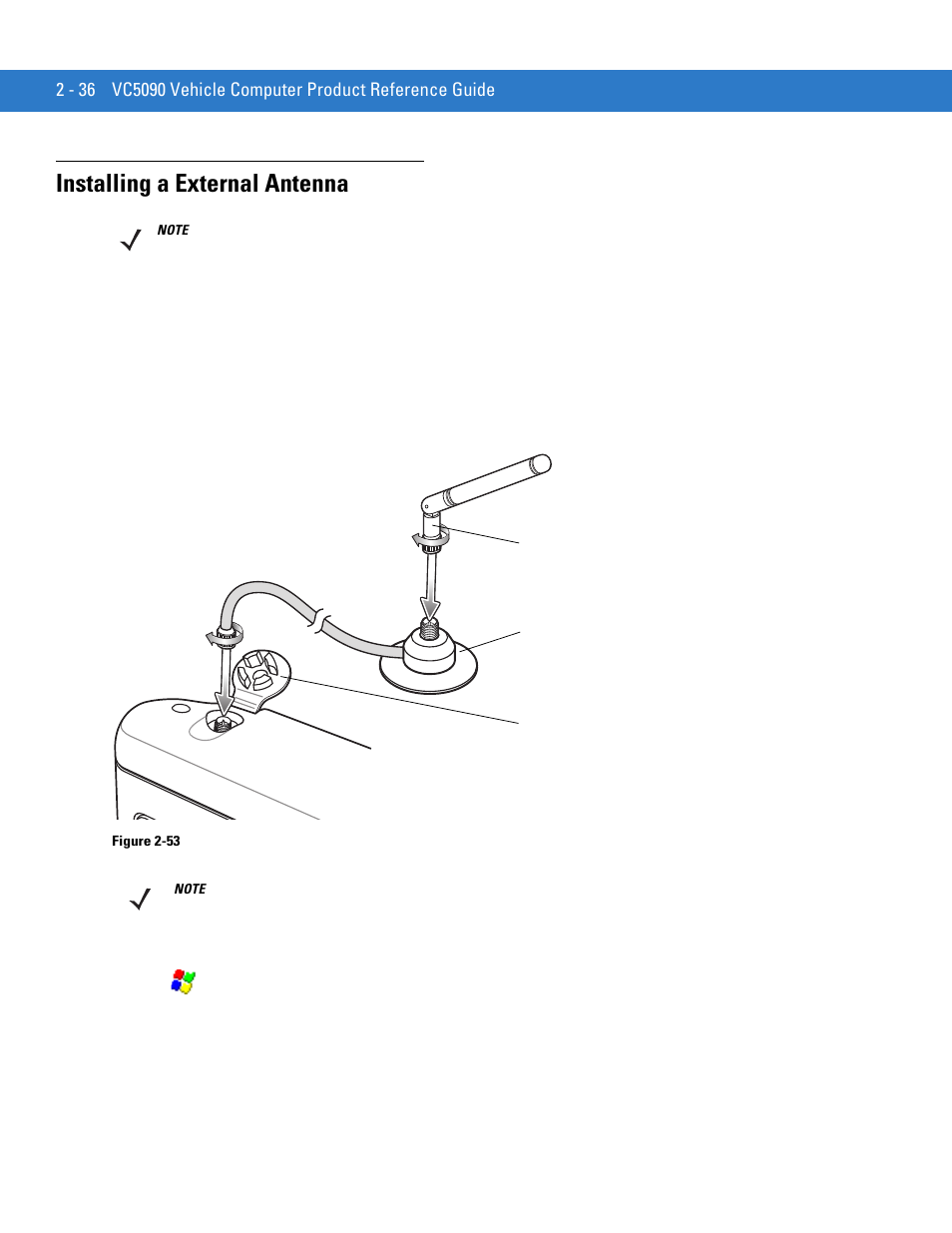 Installing a external antenna, Installing a external antenna -36 | Motorola VC5090 User Manual | Page 64 / 258