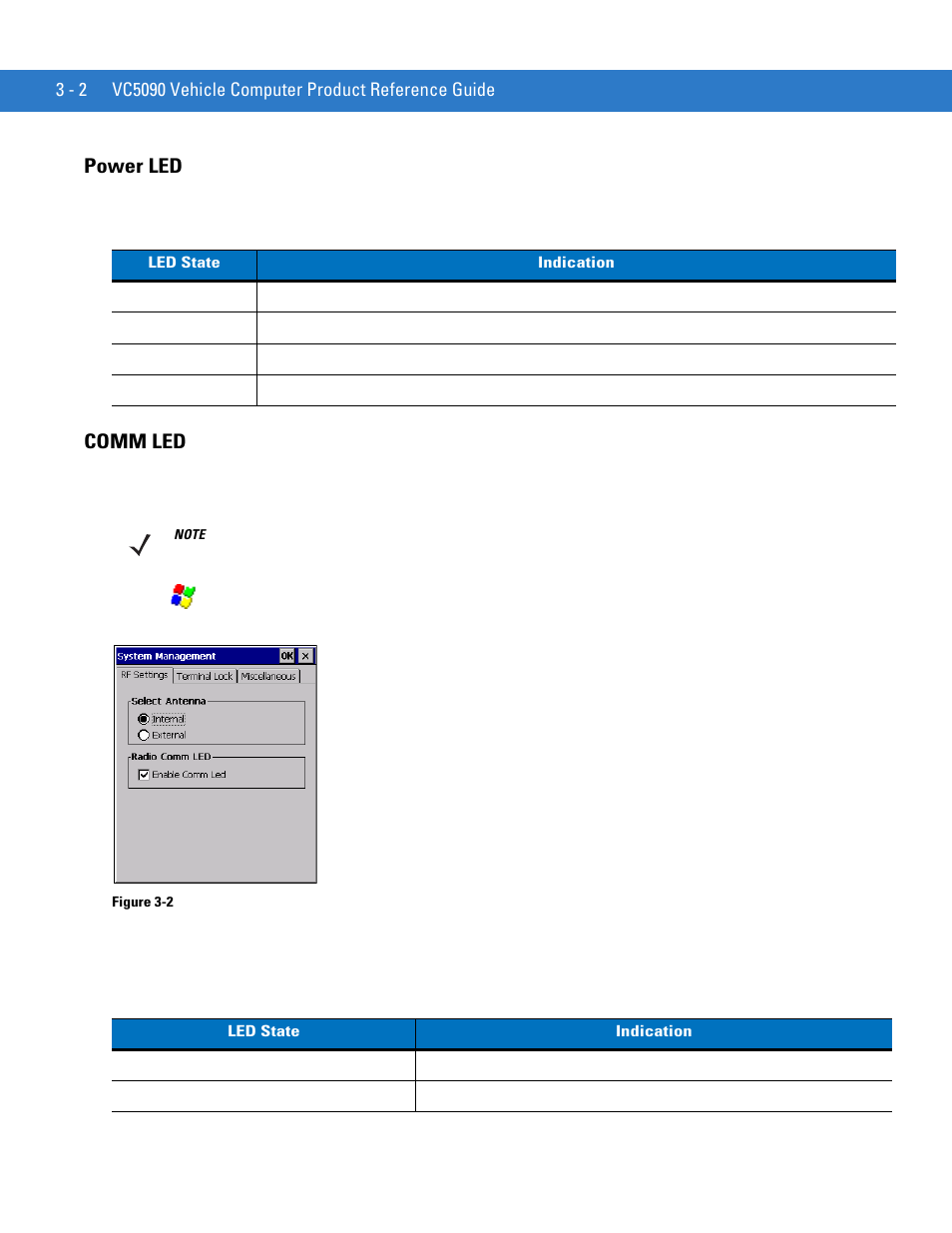 Power led, Comm led, Power led -2 comm led -2 | Motorola VC5090 User Manual | Page 74 / 258