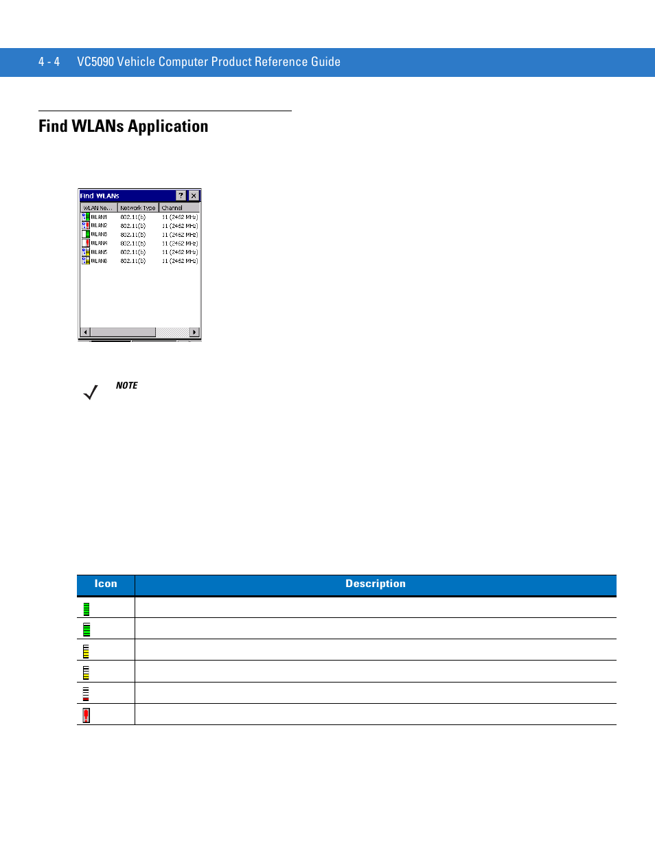 Find wlans application, Find wlans application -4 | Motorola VC5090 User Manual | Page 98 / 258