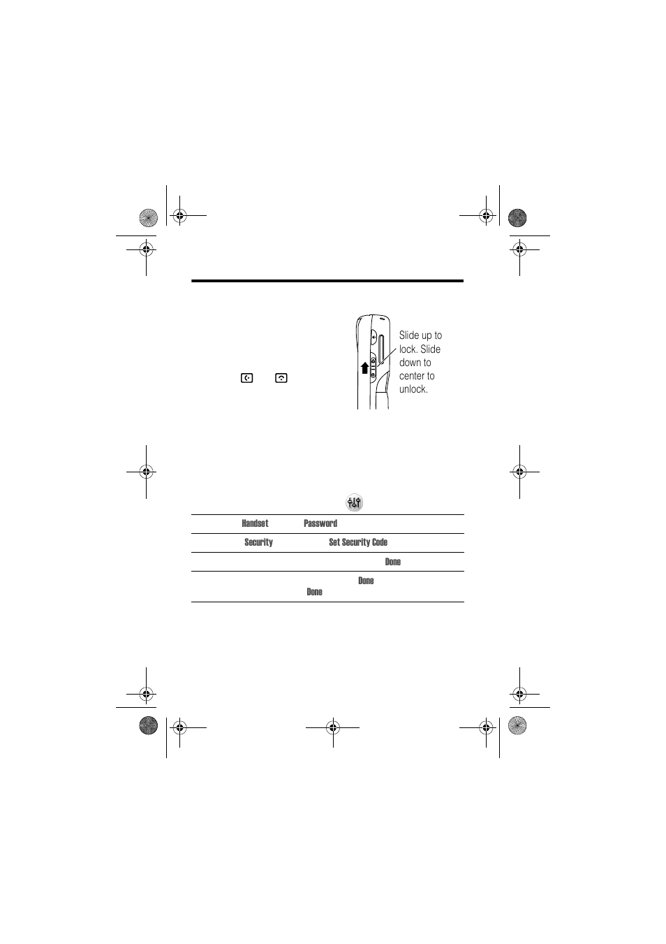 Security, Locking and unlocking handset, Establishing password protection | Motorola A1000 User Manual | Page 90 / 122