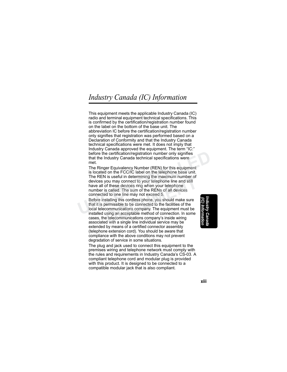 Industry canada (ic) information, Uncontrolled document | Motorola MD7080 Series User Manual | Page 14 / 68