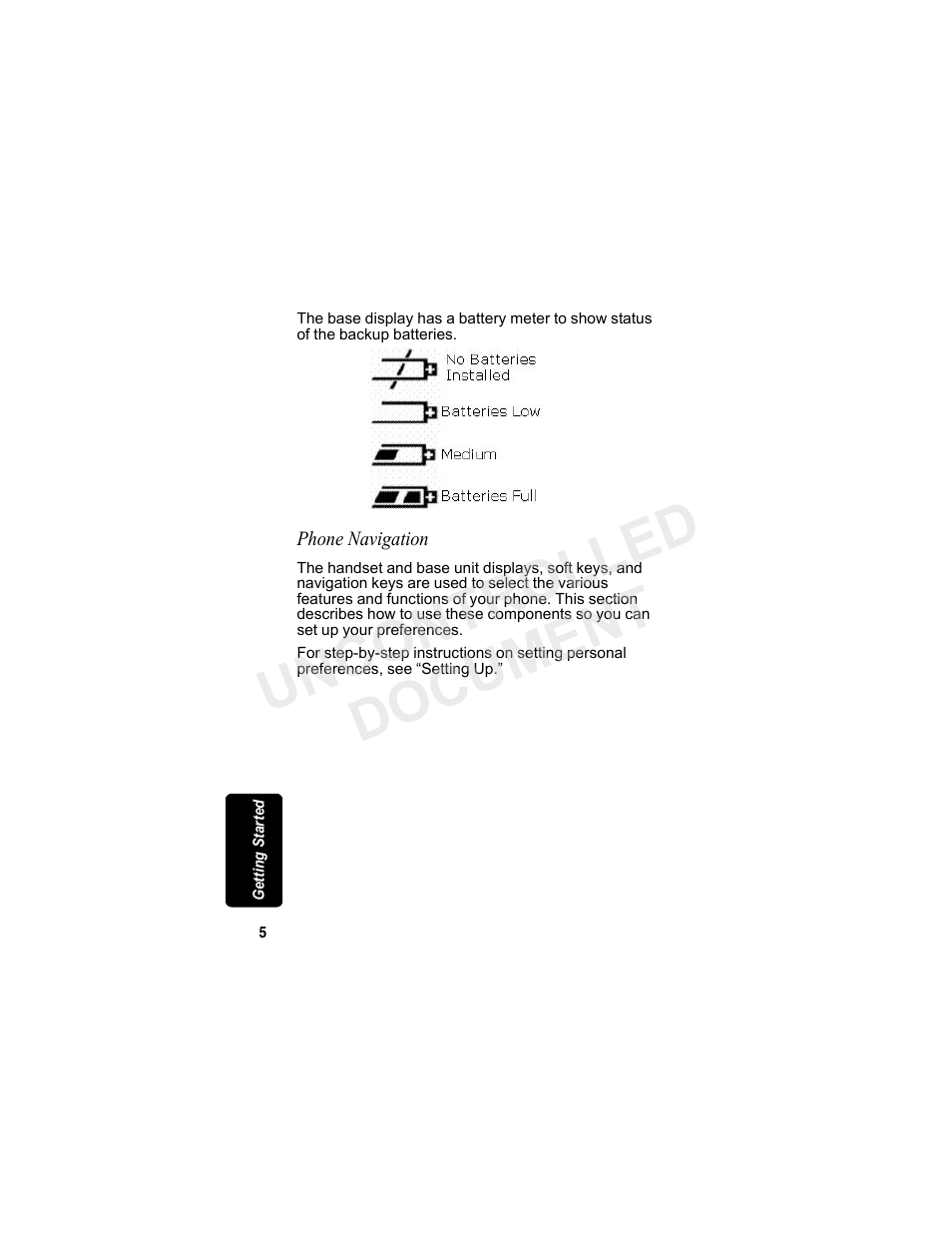Phone navigation, Uncontrolled document | Motorola MD7080 Series User Manual | Page 21 / 68