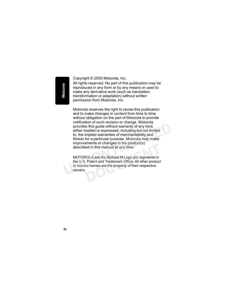 Uncontrolled document | Motorola MD7080 Series User Manual | Page 5 / 68