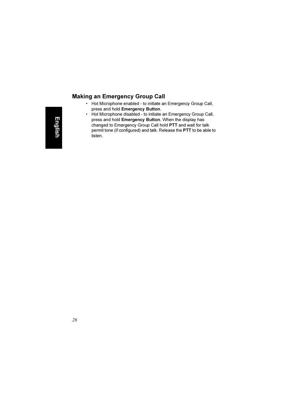 Making an emergency group call | Motorola TETRA MTM800 User Manual | Page 28 / 168