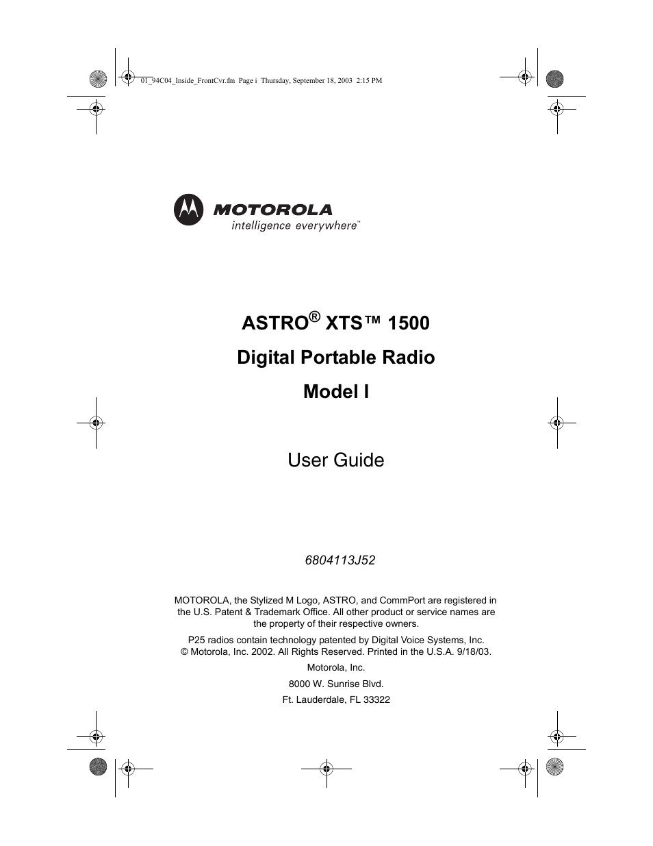 Motorola XTSTM 1500 User Manual | 66 pages