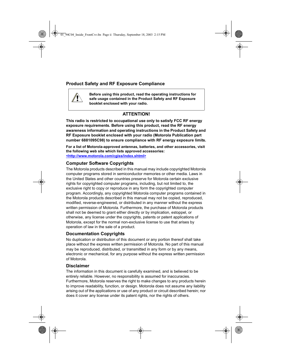 Motorola XTSTM 1500 User Manual | Page 2 / 66