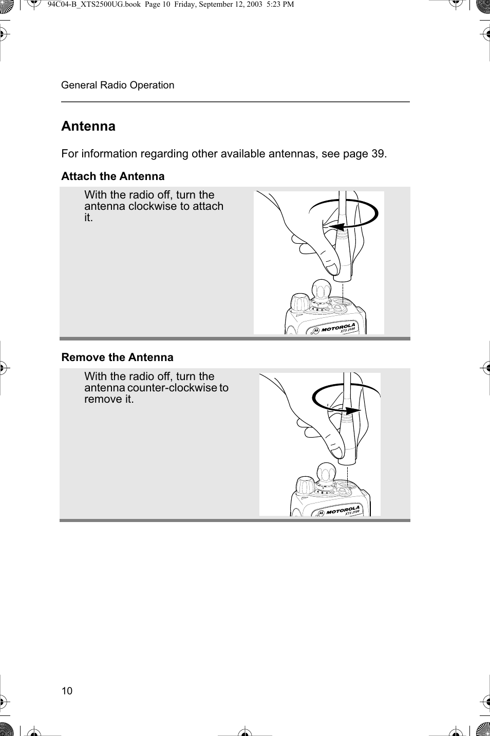 Antenna | Motorola XTSTM 1500 User Manual | Page 20 / 66